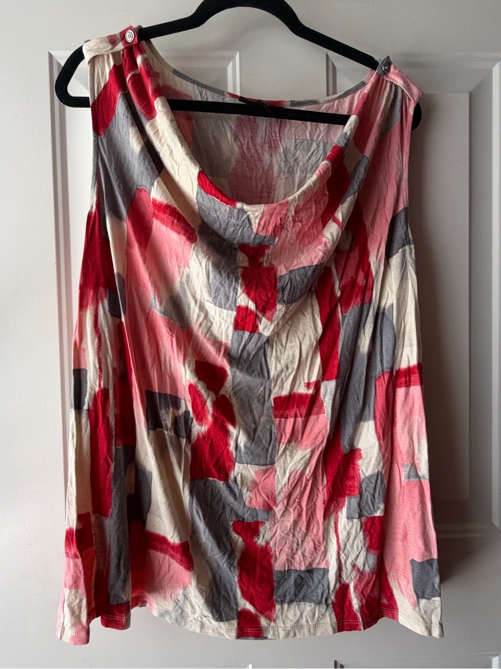 Women’s Abstract Print Blouse in Red, Pink & Gray